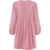imageZESICA Womens Dress Fall Long Puff Sleeve Self Tie Front Babydoll A Line Pleated Cute Mini Tunic Dresses 2025Pink