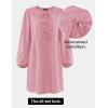 imageZESICA Womens Dress Fall Long Puff Sleeve Self Tie Front Babydoll A Line Pleated Cute Mini Tunic Dresses 2025Pink