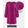 imageZESICA Womens Dress Fall Long Puff Sleeve Self Tie Front Babydoll A Line Pleated Cute Mini Tunic Dresses 2025Plum