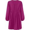 imageZESICA Womens Dress Fall Long Puff Sleeve Self Tie Front Babydoll A Line Pleated Cute Mini Tunic Dresses 2025Plum