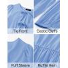 imageZESICA Womens Dress Fall Long Puff Sleeve Self Tie Front Babydoll A Line Pleated Cute Mini Tunic Dresses 2025Sky