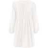 imageZESICA Womens Dress Fall Long Puff Sleeve Self Tie Front Babydoll A Line Pleated Cute Mini Tunic Dresses 2025White