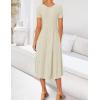 imageZESICA Womens Summer Casual T Shirt Dress Short Sleeve Scoop Neck Flowy Tiered Beach Midi Dresses with PocketsApricot