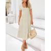 imageZESICA Womens Summer Casual T Shirt Dress Short Sleeve Scoop Neck Flowy Tiered Beach Midi Dresses with PocketsApricot