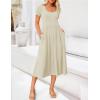 imageZESICA Womens Summer Casual T Shirt Dress Short Sleeve Scoop Neck Flowy Tiered Beach Midi Dresses with PocketsApricot