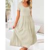 imageZESICA Womens Summer Casual T Shirt Dress Short Sleeve Scoop Neck Flowy Tiered Beach Midi Dresses with PocketsApricot