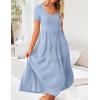 imageZESICA Womens Summer Casual T Shirt Dress Short Sleeve Scoop Neck Flowy Tiered Beach Midi Dresses with PocketsBlue