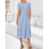 imageZESICA Womens Summer Casual T Shirt Dress Short Sleeve Scoop Neck Flowy Tiered Beach Midi Dresses with PocketsBlue