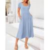 imageZESICA Womens Summer Casual T Shirt Dress Short Sleeve Scoop Neck Flowy Tiered Beach Midi Dresses with PocketsBlue