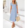 imageZESICA Womens Summer Casual T Shirt Dress Short Sleeve Scoop Neck Flowy Tiered Beach Midi Dresses with PocketsBlue
