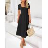 imageZESICA Womens Summer Casual T Shirt Dress Short Sleeve Scoop Neck Flowy Tiered Beach Midi Dresses with PocketsDarkblack