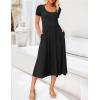 imageZESICA Womens Summer Casual T Shirt Dress Short Sleeve Scoop Neck Flowy Tiered Beach Midi Dresses with PocketsDarkblack