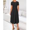 imageZESICA Womens Summer Casual T Shirt Dress Short Sleeve Scoop Neck Flowy Tiered Beach Midi Dresses with PocketsDarkblack