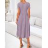 imageZESICA Womens Summer Casual T Shirt Dress Short Sleeve Scoop Neck Flowy Tiered Beach Midi Dresses with PocketsLilac