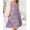 imageZESICA Womens Summer Casual T Shirt Dress Short Sleeve Scoop Neck Flowy Tiered Beach Midi Dresses with PocketsLilac