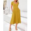 imageZESICA Womens Summer Casual T Shirt Dress Short Sleeve Scoop Neck Flowy Tiered Beach Midi Dresses with PocketsMustard