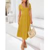 imageZESICA Womens Summer Casual T Shirt Dress Short Sleeve Scoop Neck Flowy Tiered Beach Midi Dresses with PocketsMustard