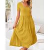 imageZESICA Womens Summer Casual T Shirt Dress Short Sleeve Scoop Neck Flowy Tiered Beach Midi Dresses with PocketsMustard