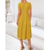 imageZESICA Womens Summer Casual T Shirt Dress Short Sleeve Scoop Neck Flowy Tiered Beach Midi Dresses with PocketsMustard