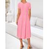 imageZESICA Womens Summer Casual T Shirt Dress Short Sleeve Scoop Neck Flowy Tiered Beach Midi Dresses with PocketsPink