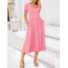 imageZESICA Womens Summer Casual T Shirt Dress Short Sleeve Scoop Neck Flowy Tiered Beach Midi Dresses with PocketsPink