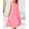 imageZESICA Womens Summer Casual T Shirt Dress Short Sleeve Scoop Neck Flowy Tiered Beach Midi Dresses with PocketsPink