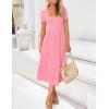 imageZESICA Womens Summer Casual T Shirt Dress Short Sleeve Scoop Neck Flowy Tiered Beach Midi Dresses with PocketsPink