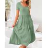 imageZESICA Womens Summer Casual T Shirt Dress Short Sleeve Scoop Neck Flowy Tiered Beach Midi Dresses with PocketsSagegreen