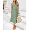 imageZESICA Womens Summer Casual T Shirt Dress Short Sleeve Scoop Neck Flowy Tiered Beach Midi Dresses with PocketsSagegreen