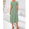 imageZESICA Womens Summer Casual T Shirt Dress Short Sleeve Scoop Neck Flowy Tiered Beach Midi Dresses with PocketsSagegreen
