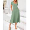 imageZESICA Womens Summer Casual T Shirt Dress Short Sleeve Scoop Neck Flowy Tiered Beach Midi Dresses with PocketsSagegreen