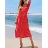 imageZESICA Womens Summer Casual T Shirt Dress Short Sleeve Scoop Neck Flowy Tiered Beach Midi Dresses with PocketsWatermelon