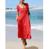 imageZESICA Womens Summer Casual T Shirt Dress Short Sleeve Scoop Neck Flowy Tiered Beach Midi Dresses with PocketsWatermelon