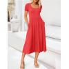 imageZESICA Womens Summer Casual T Shirt Dress Short Sleeve Scoop Neck Flowy Tiered Beach Midi Dresses with PocketsWatermelon