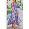 imageZESICA Womens Summer Halter Neck Floral Print Backless Split Beach Party Maxi DressBluishviolet