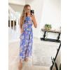 imageZESICA Womens Summer Halter Neck Floral Print Backless Split Beach Party Maxi DressBluishviolet