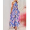 imageZESICA Womens Summer Halter Neck Floral Print Backless Split Beach Party Maxi DressBluishviolet