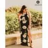 imageZESICA Womens Summer Halter Neck Floral Print Backless Split Beach Party Maxi DressDark Blue