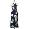 imageZESICA Womens Summer Halter Neck Floral Print Backless Split Beach Party Maxi DressDark Blue