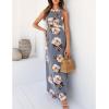 imageZESICA Womens Summer Halter Neck Floral Print Backless Split Beach Party Maxi DressGrey