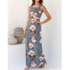 imageZESICA Womens Summer Halter Neck Floral Print Backless Split Beach Party Maxi DressGrey