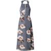 imageZESICA Womens Summer Halter Neck Floral Print Backless Split Beach Party Maxi DressGrey