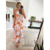 imageZESICA Womens Summer Halter Neck Floral Print Backless Split Beach Party Maxi DressTangerine