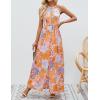 imageZESICA Womens Summer Halter Neck Floral Print Backless Split Beach Party Maxi DressTangerine