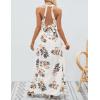 imageZESICA Womens Summer Halter Neck Floral Print Backless Split Beach Party Maxi DressWhite