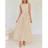 imageZESICA Womens Summer Spring Midi Dress 2025 Sleeveless Ribbed Knit Tie Waist Casual A Line Sweater DressesApricot
