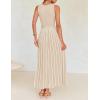 imageZESICA Womens Summer Spring Midi Dress 2025 Sleeveless Ribbed Knit Tie Waist Casual A Line Sweater DressesApricot
