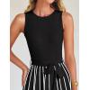 imageZESICA Womens Summer Spring Midi Dress 2025 Sleeveless Ribbed Knit Tie Waist Casual A Line Sweater DressesBlack