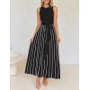 imageZESICA Womens Summer Spring Midi Dress 2025 Sleeveless Ribbed Knit Tie Waist Casual A Line Sweater DressesBlack