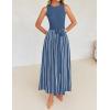 imageZESICA Womens Summer Spring Midi Dress 2025 Sleeveless Ribbed Knit Tie Waist Casual A Line Sweater DressesDustyblue